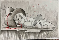 Fabio Napoleoni Whimsical Art My Corner of Heaven (Original) (Framed)